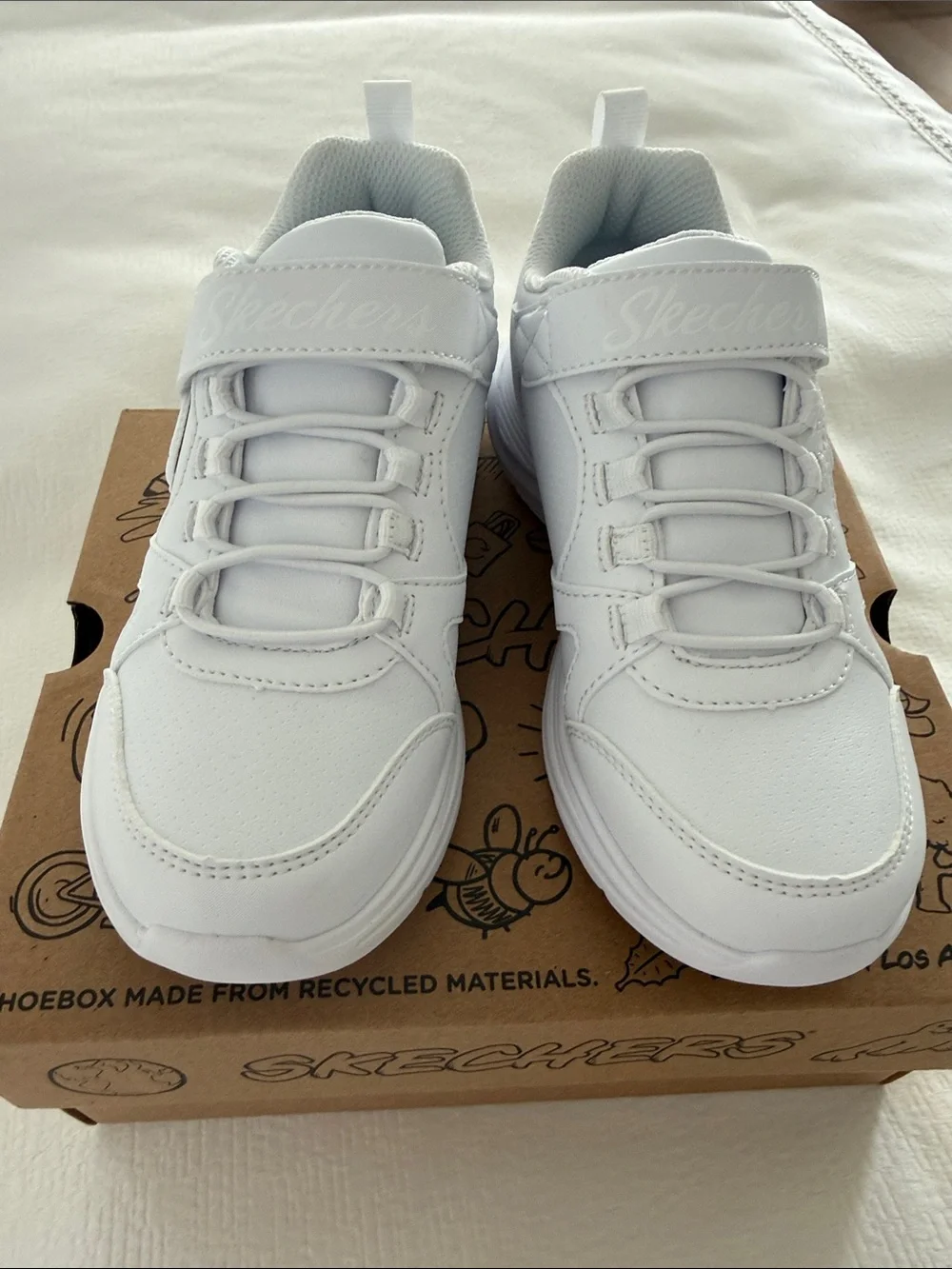 Skechers Kids White Velcro Athletic Sneakers